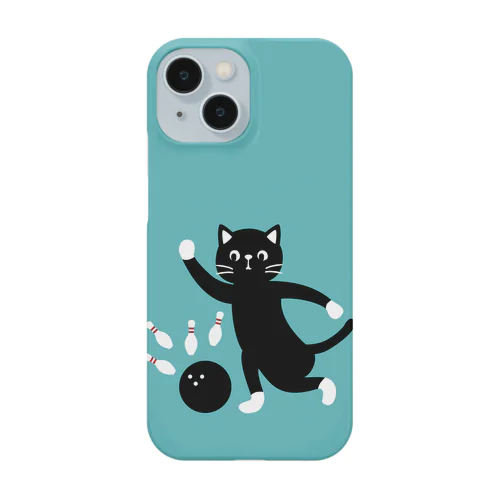 ボウリングをする黒猫くん（スマホケース） Smartphone Case