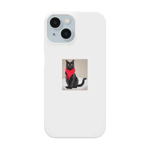 かわいい赤マフラーの黒猫 Smartphone Case