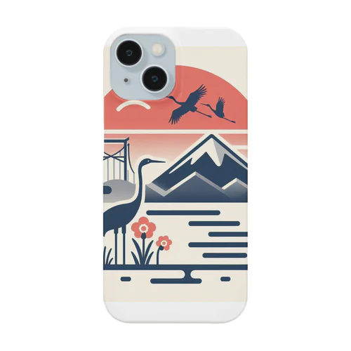 夕陽に映える鶴と富士 Smartphone Case