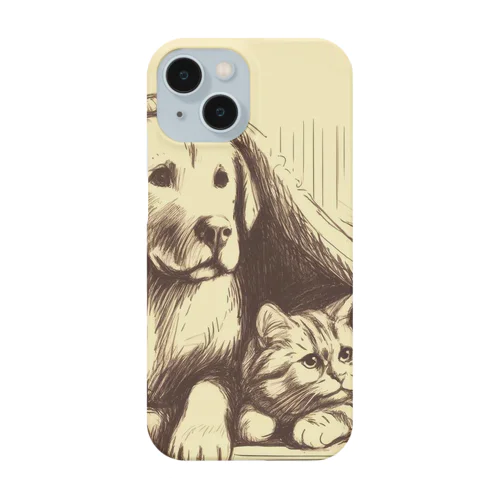 仲良しペア：犬と猫のくつろぎタイム Smartphone Case