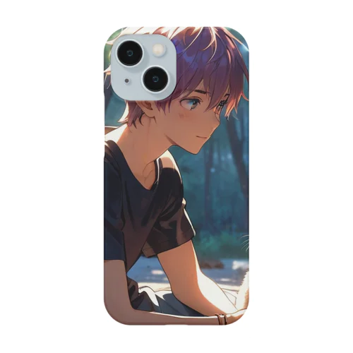 森の中の少年と猫 Smartphone Case