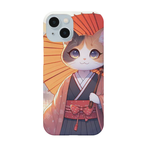 傘をさしている猫_アニメ風2 Smartphone Case