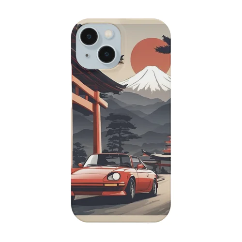赤いスポーツカーと日本の風景2 スマホケース
