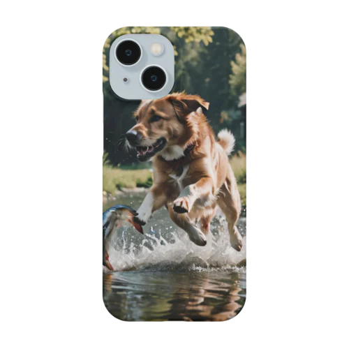 水辺を走る犬 dog runnning on the water Smartphone Case