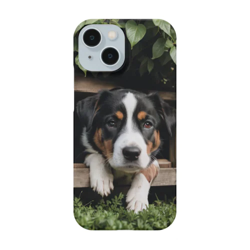 箱の中から覗く犬 dog looking in the box Smartphone Case