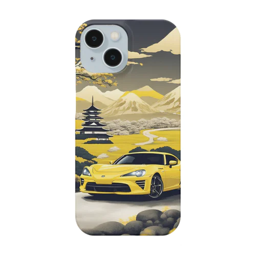 黄色いスポーツカーと日本の風景4 Smartphone Case