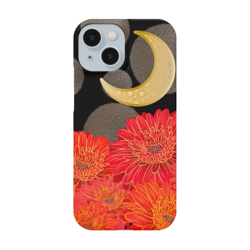 花と月　ブラック Smartphone Case