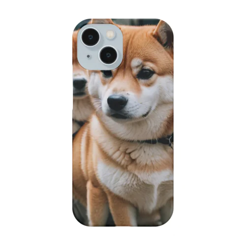 2匹のかわいい柴犬が仲良く並んで写っています。 Smartphone Case