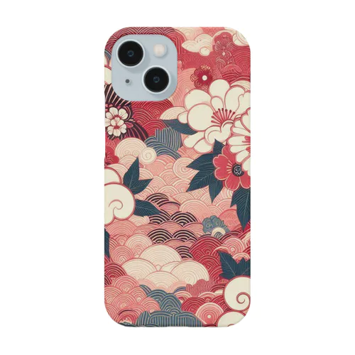 和風柄　桃赤色柄 Smartphone Case