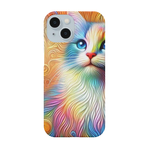 虹色　猫 スマホケース