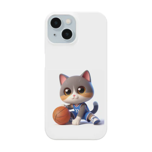 3Dアニメーション風のかわいい猫がバスケを頑張ってるアイテム スマホケース