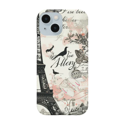 パリ　エッフェル塔　ラブレター　薔薇　蝶々　鳥　綺麗 Smartphone Case