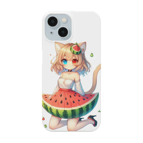 猫娘のスイカドレス スマホケース