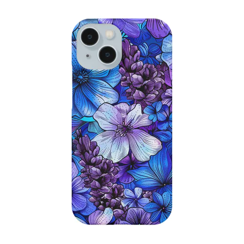 可愛い紫色と青色の花　イラスト Smartphone Case
