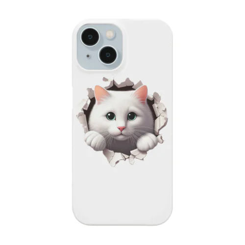 飛び出る白猫 Smartphone Case