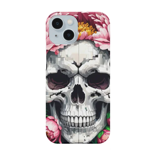 ドクロと花のドットアート Smartphone Case