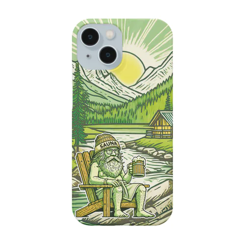 サウナとビールで最高のリフレッシュを楽しむおじいさん-スマホケース iPhone Smartphone Case