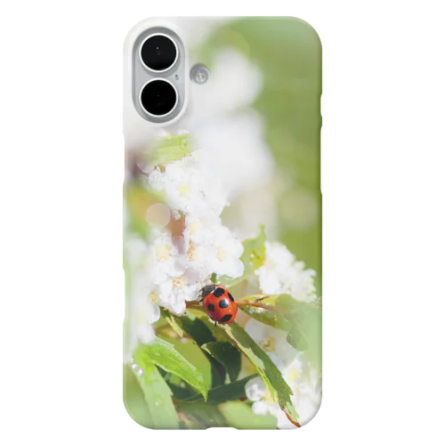 花フォト（てんとう虫とコデマリ） iPhone Smartphone Case