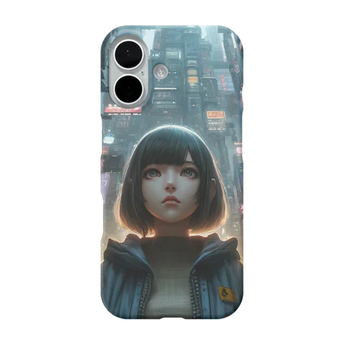 サイバーパンク・トーキョー — 近未来都市を見上げる少女 iPhone Smartphone Case