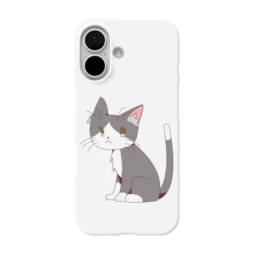 ハチワレ柄の猫チャン　お座り姿 iPhone Smartphone Case