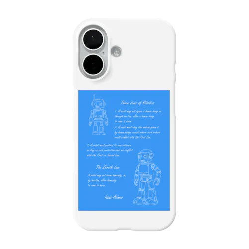 アシモフのロボット3原則とロボットの落書き  セルリアンブルー iPhone Smartphone Case