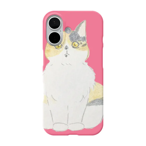 ビックリ顔の三毛猫つぼみ iPhone Smartphone Case