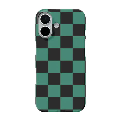 市松模様(黒緑)スマホケース iPhone Smartphone Case
