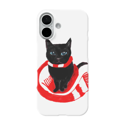 赤マフラー黒猫 iPhone Smartphone Case