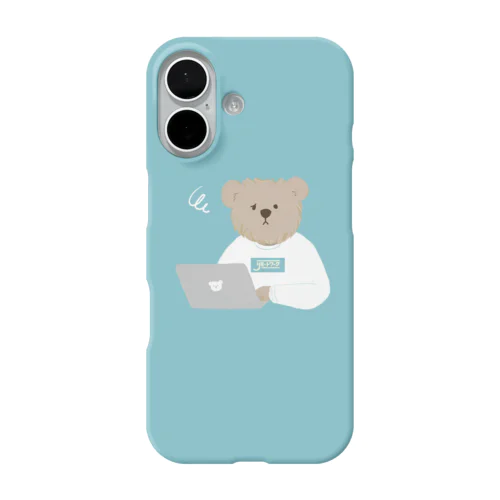 リモートワーク　クマさん　スウェット iPhone Smartphone Case