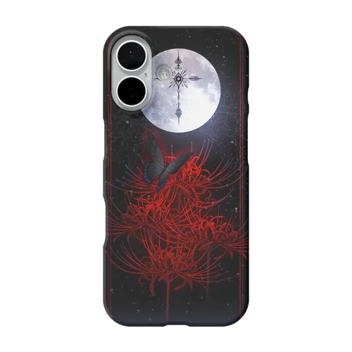 満月と彼岸花　赤ver. iPhone Smartphone Case