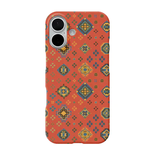 コーカサス絨毯・グリッド（バーミリオン） iPhone Smartphone Case