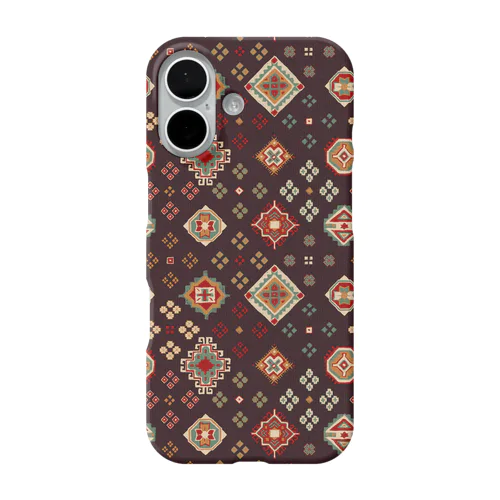 コーカサス絨毯・グリッド（ウォルナッツ） iPhone Smartphone Case