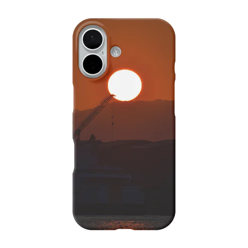 夕陽と海とクレーン iPhone Smartphone Case