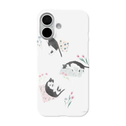 黒白ハチワレ猫のお昼寝 iPhone Smartphone Case