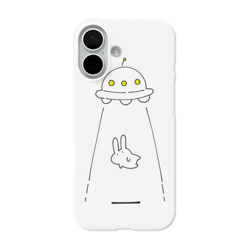 UFOにつれてかれるうさぎ/白 iPhone Smartphone Case