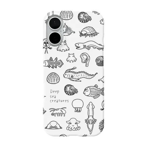深海生物集合（ライン）ホワイト iPhone Smartphone Case