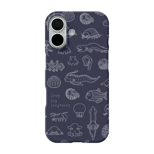 深海生物集合（ライン）ネイビー iPhone Smartphone Case
