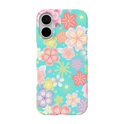 花尽くし_弍（水浅葱） iPhone Smartphone Case