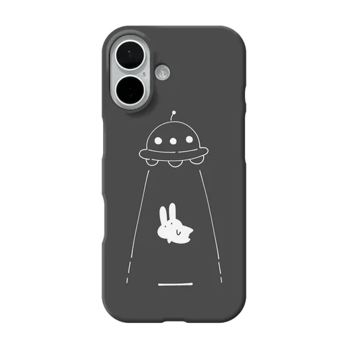 UFOにつれてかれるうさぎ/黒 iPhone Smartphone Case