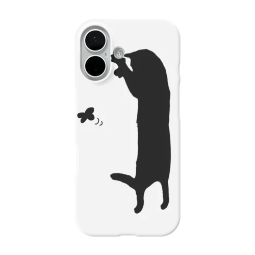 蝶と遊ぶ猫シルエット　枠なし iPhone Smartphone Case