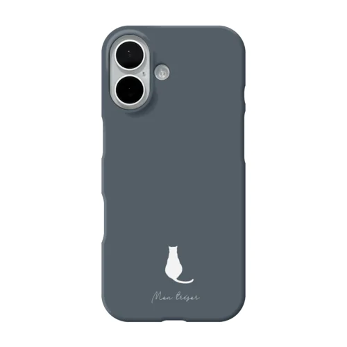シンプルねこ mon trésor ~わたしの宝物~【くすみカラー：ネイビー】 iPhone Smartphone Case