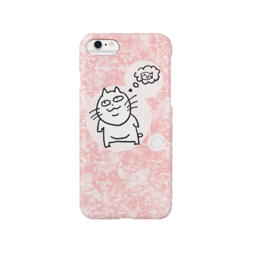 ましねこ！｜お魚を考える猫(マーブルピンク) Smartphone Case