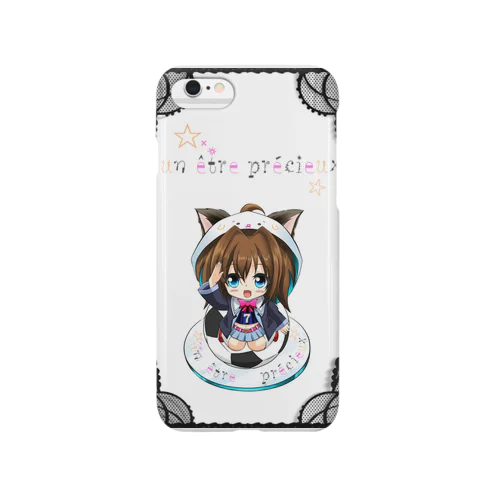 メガネ無しキャラ 黒レースロゴ Smartphone Case