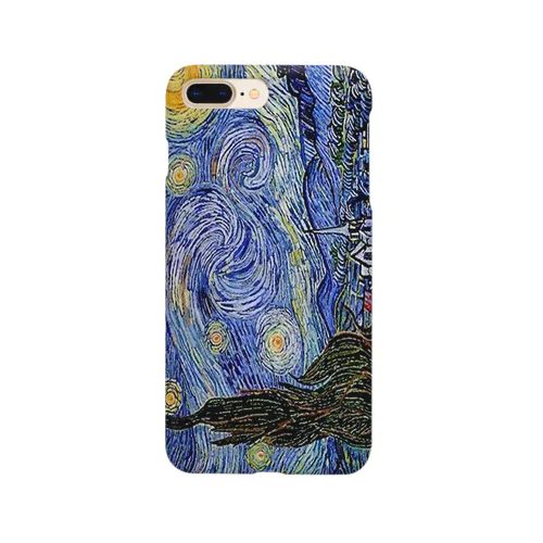 ゴッホ「星月夜-糸杉と村-」 Smartphone Case