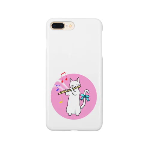 フルートを吹く白猫 Smartphone Case