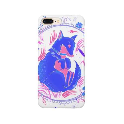 キツネ犬のお昼寝(blue) Smartphone Case