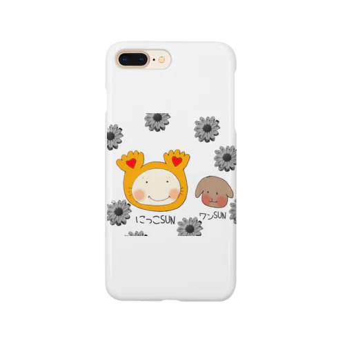 にっこSUNとワンSUNひまわりモノクロver Smartphone Case