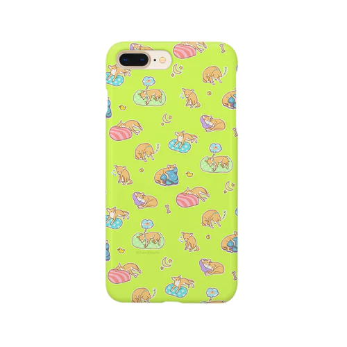 おねむ犬パターン（黄緑） Smartphone Case