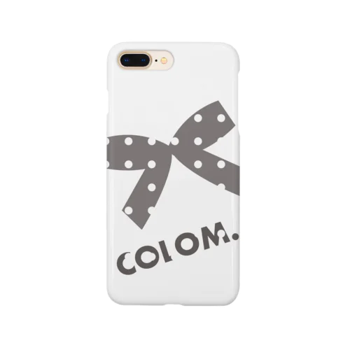 【コロ。COLOM.】ロゴ！リボンデザイン。ブラック！ドット水玉！人気りぼんグッズ！ 스마트폰 케이스