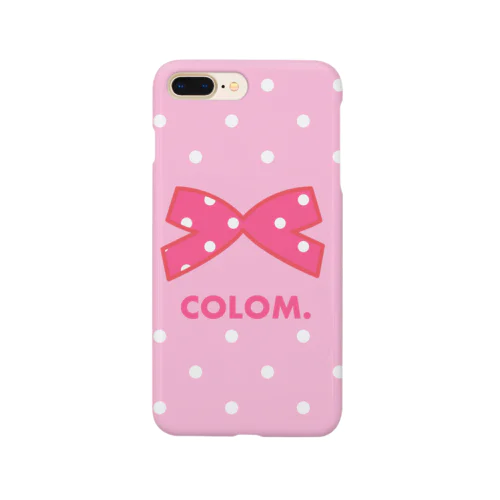 【コロ。COLOM.】ロゴ！ドット水玉リボンデザイン。人気りぼんグッズ！ スマホケース